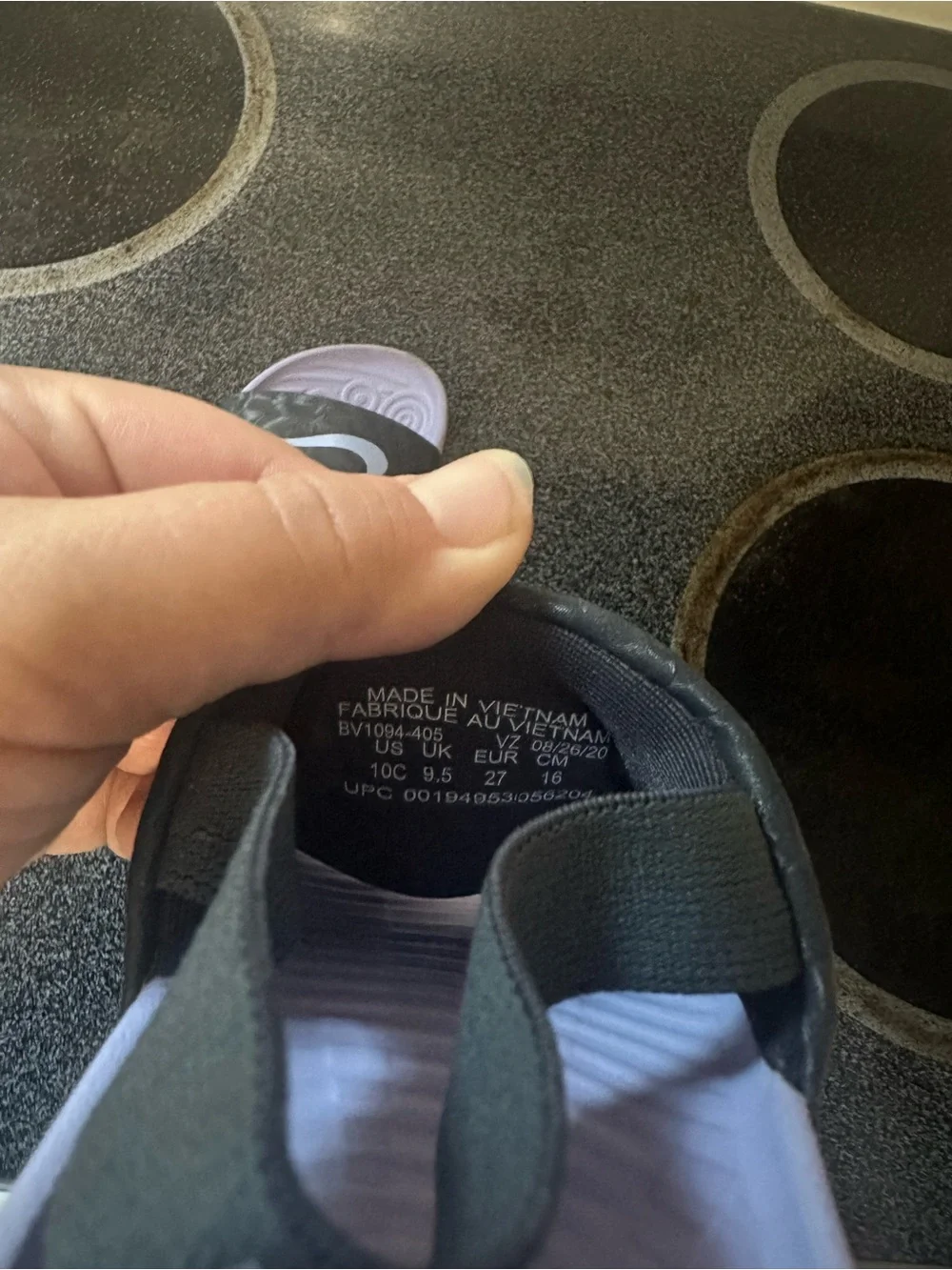 Nike Kids' Slide Sandals in Dark Gray and Light Lavender